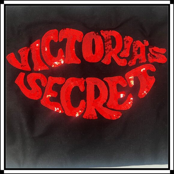 VICTORIA'S SECRET Sequin Black and Red Canvas Tote Bag - Picture 5 of 8